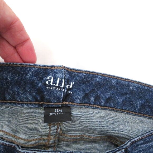 A.N.A. Cotton Blend Stretch Distressed Denim Skinny Jeans Size 27/4 Medium Wash - Picture 10 of 14